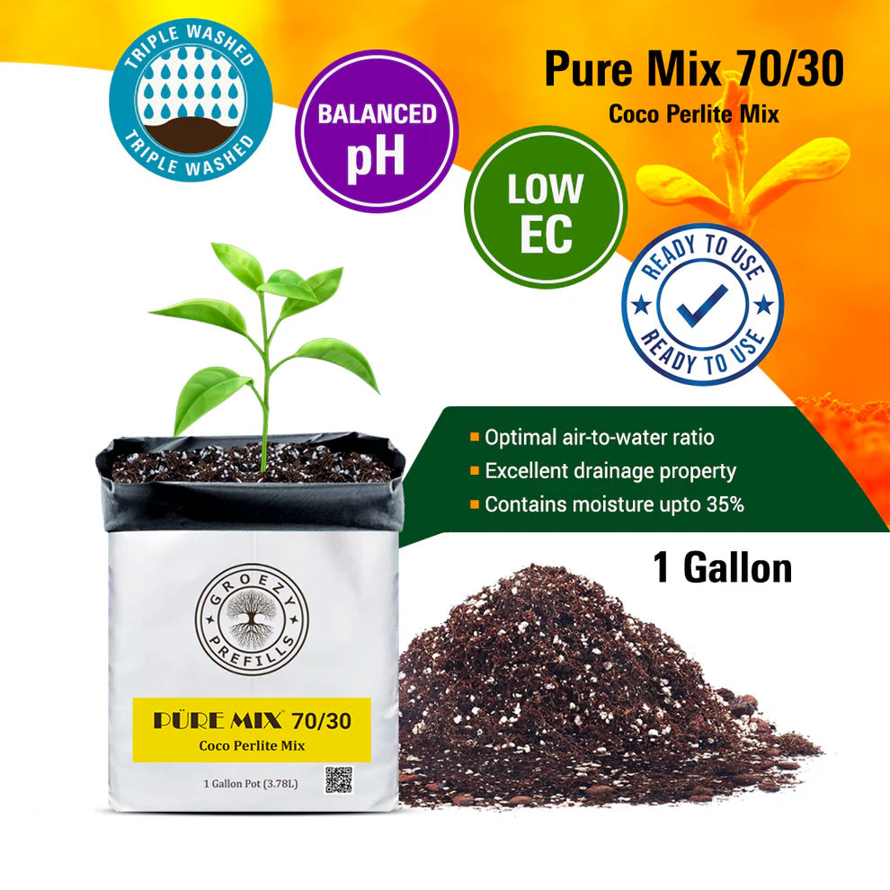 GroEzy™ 1 Gallon Prefilled 70/30 Coco Perlite Grow Bag