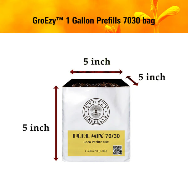 GroEzy™ 1 Gallon Prefilled 70/30 Coco Perlite Grow Bag