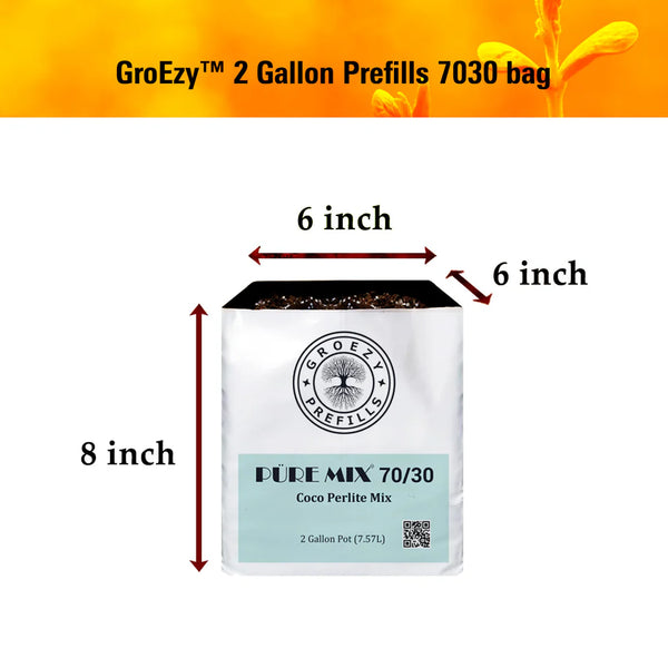 GroEzy™ 2 Gallon Prefilled 70/30 Coco Perlite Grow Bag