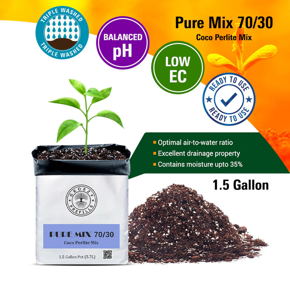 GroEzy™ 1.5 Gallon Prefilled 70/30 Coco Perlite Grow Bag