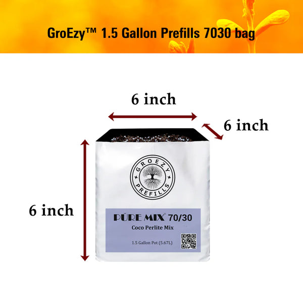 GroEzy™ 1.5 Gallon Prefilled 70/30 Coco Perlite Grow Bag