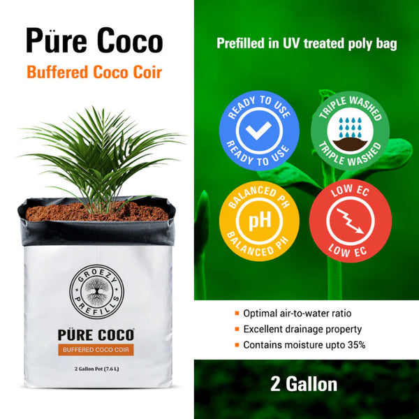 GroEzy™ 2 Gallon Prefills Straight Coco in UV Grow Bag