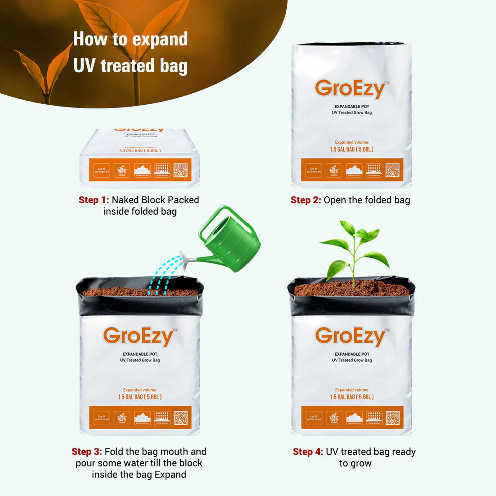 GroEzy™ 1.5 Gallon Expandable Pot in UV treated grow bag