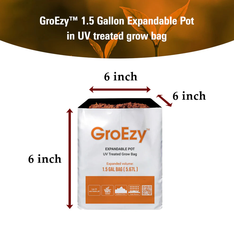GroEzy™ 1.5 Gallon Expandable Pot in UV treated grow bag