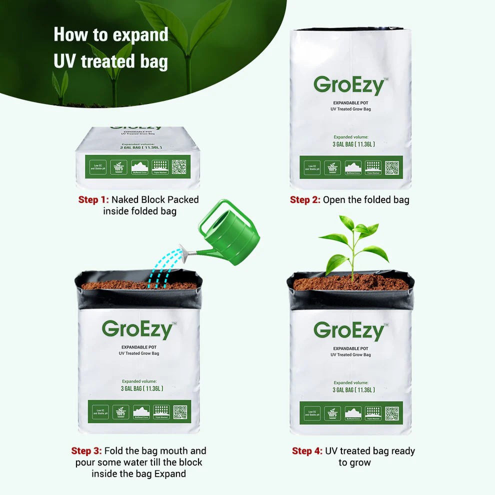 GroEzy™ 3 Gallon Expandable Pot in UV treated grow bag