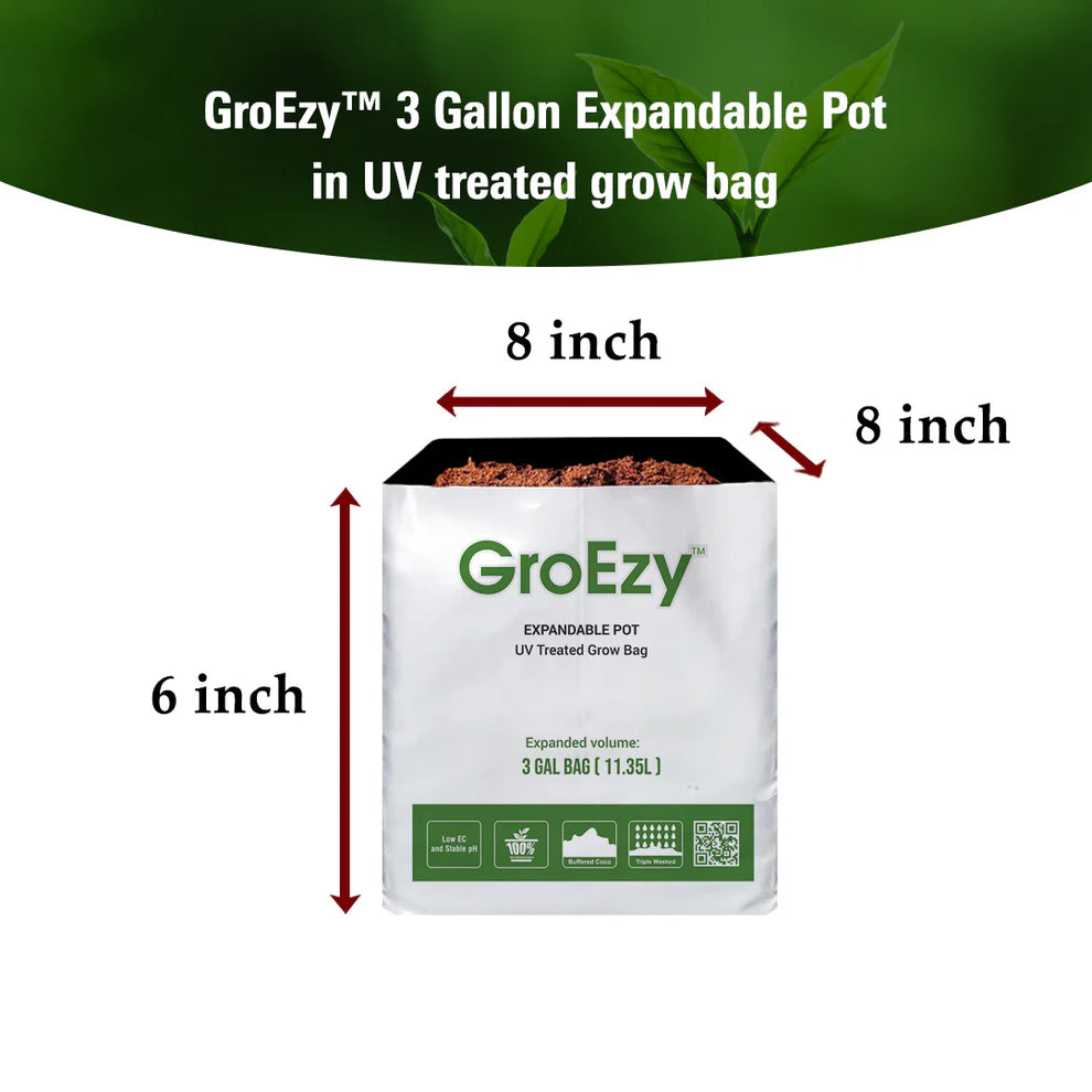 GroEzy™ 3 Gallon Expandable Pot in UV treated grow bag
