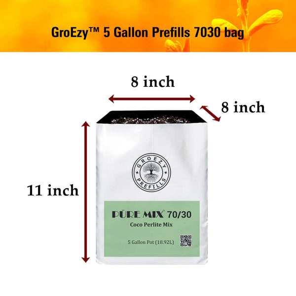 GroEzy™ 5 Gallon Prefilled w/70/30 Coco Perlite Grow Bag