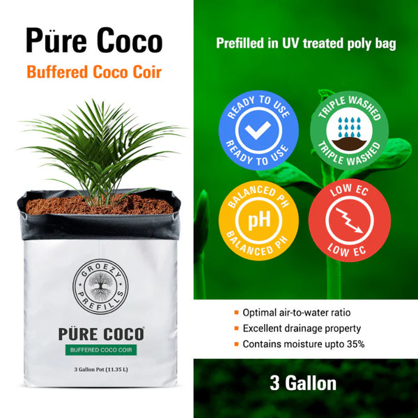 GroEzy™ 1 Gallon Prefills Straight Coco in UV Grow Bag